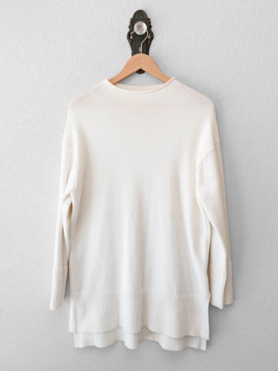 Moth Sweaters - Anthropologie Moth Cream Tunic Sweater Womens M Soft Knit Longline Minimalist